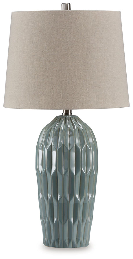 Hadbury - Ceramic Table Lamp (Set of 2) - Pale Blue / Teal