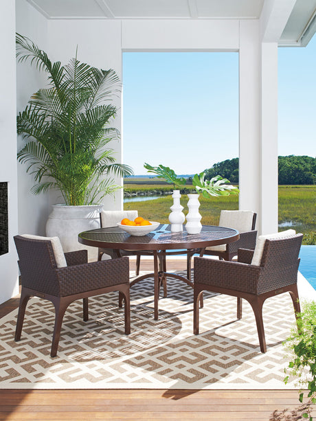 Abaco - Arm Dining Chair - Dark Brown / Beige