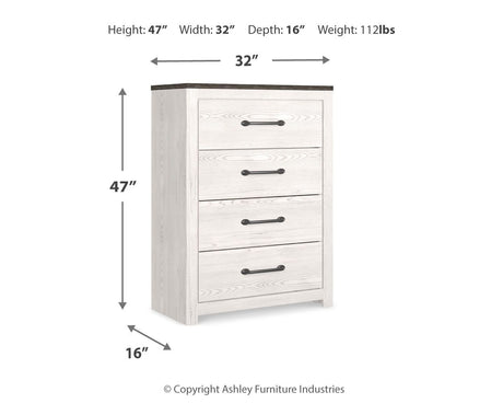 Gerridan - Four Drawer Chest - White / Gray