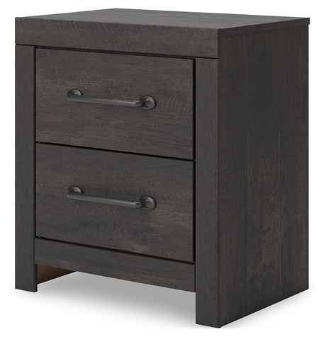 Hollivern - Two Drawer Night Stand - Dark Gray