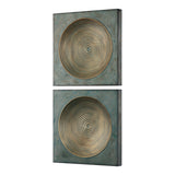 Sybil - Squares, Set Of 2 - Antique Gold