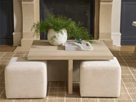 Oasis - Dockside Cocktail Table With 4 Ottomans - Beige / White