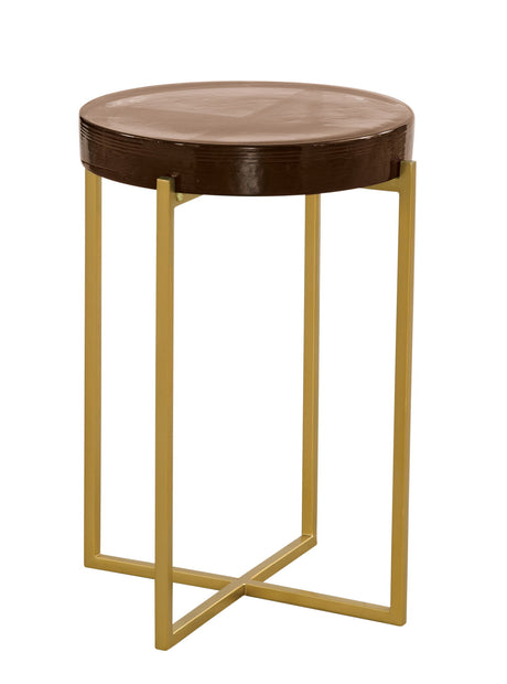 Marilee - Accent Table - Vibrant Red / Sleek Brushed Gold