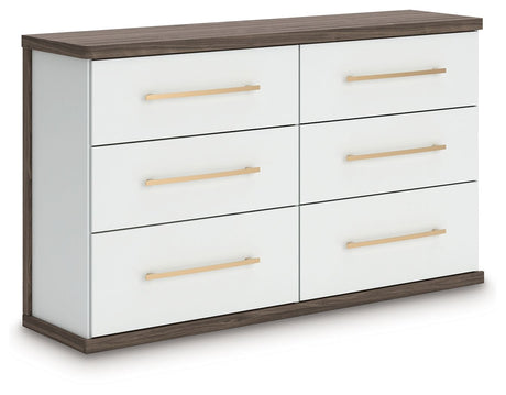 Kendanport - 3 Pc. - Dresser And 2 Nightstands - Brown / White