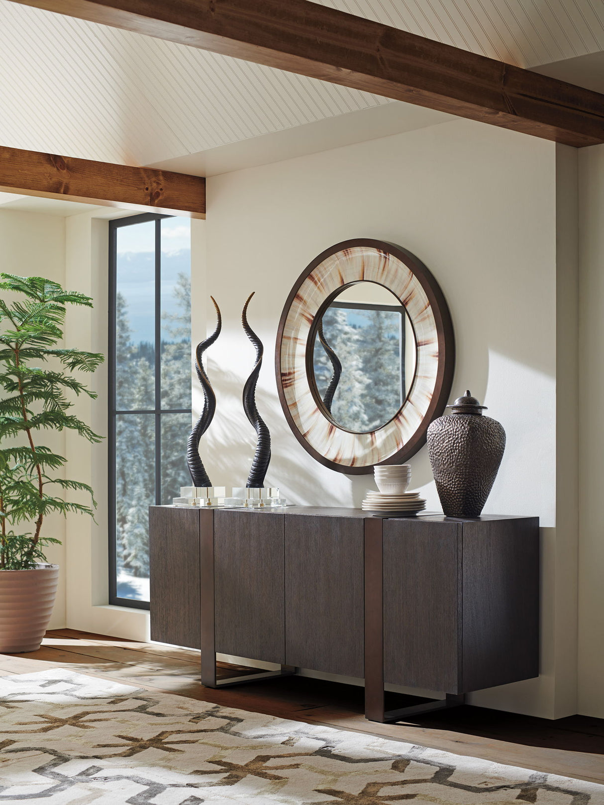 Park City - Academy Round Mirror - Beige
