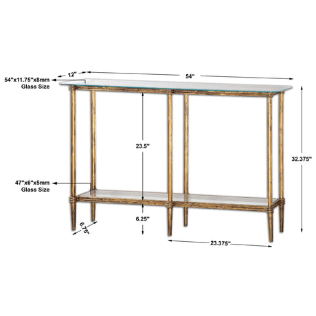 Elenio - Glass Console Table - Gold