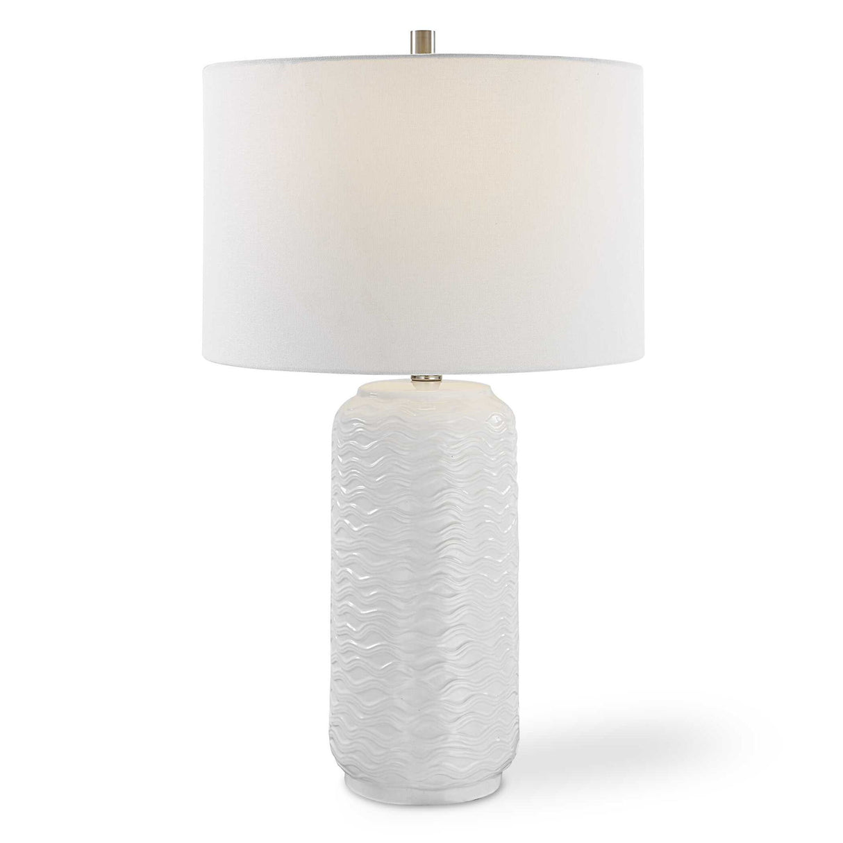 Table Lamp - White & Brushed Nickel