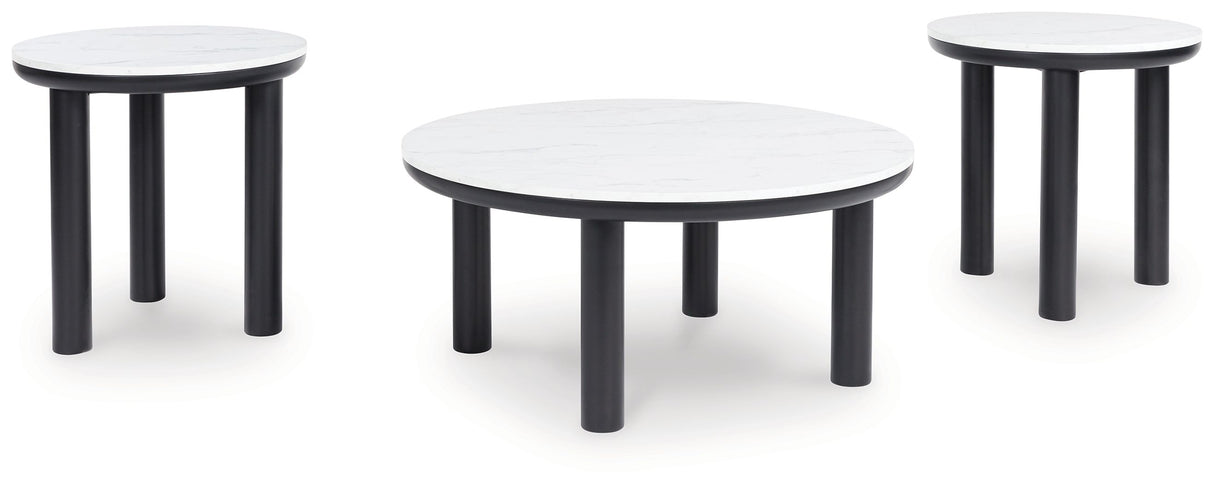 Xandrum - Black / White - Occasional Table Set (Set of 3)