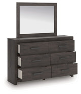 Prendonea - Dresser and Mirror - Charcoal