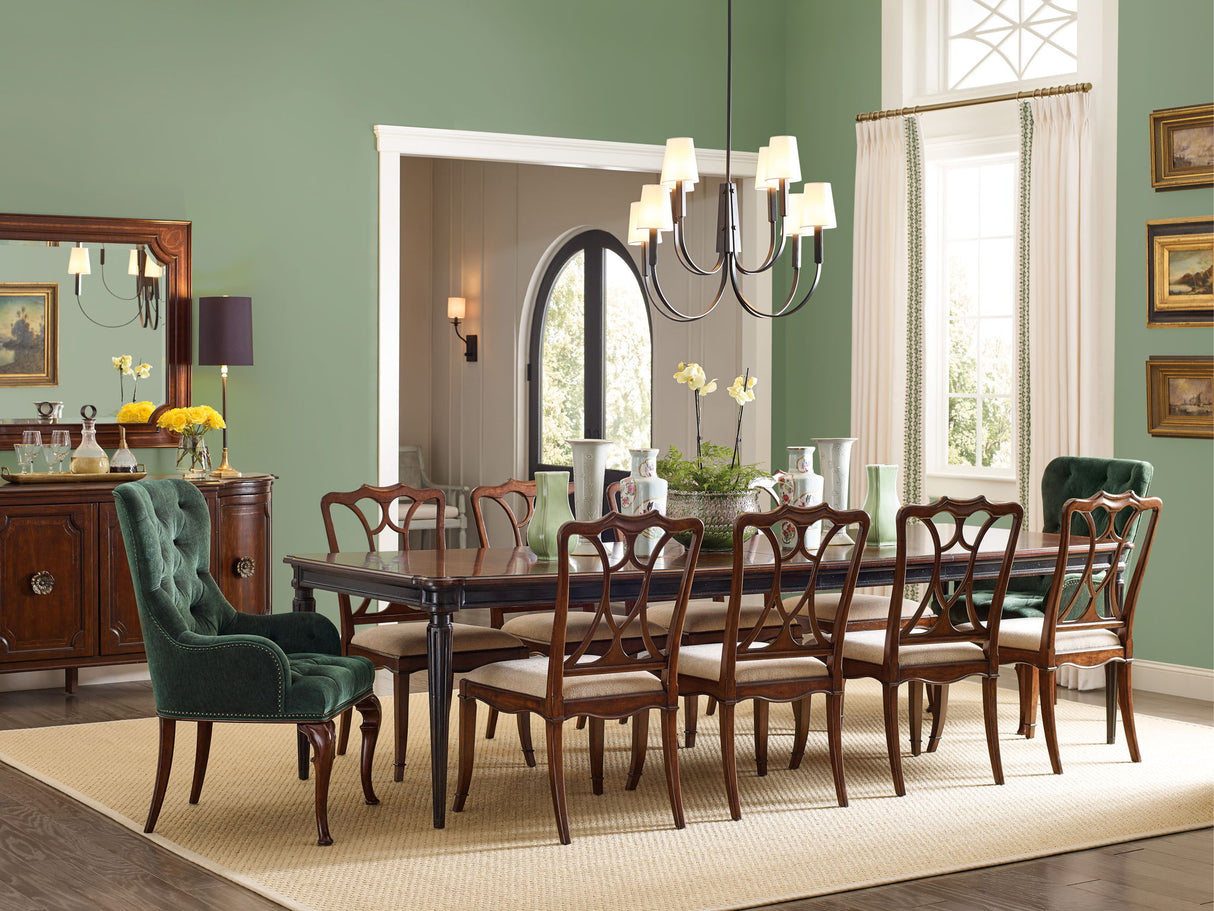 Charleston - Rectangle Leg Dining Table With 2-22in leaves - Dark Brown