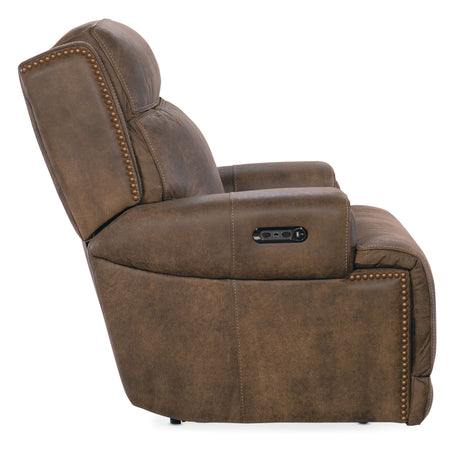 MS - Wheeler Power Recliner With Power Headrest - Dark Brown