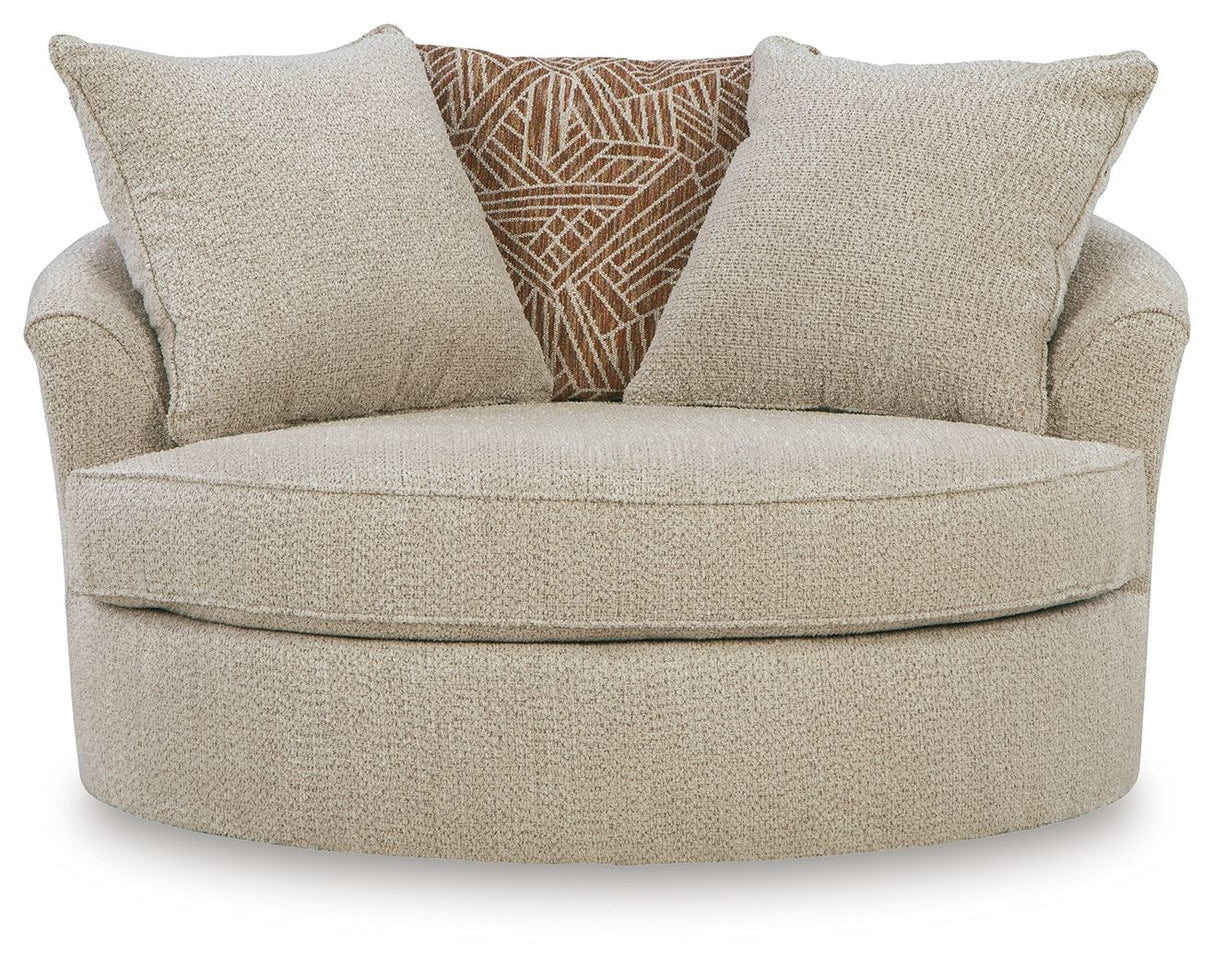Steelwater Retreat - Oversized Swivel Accent Chair - Latte