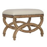 Karline - Natural Linen Small Bench - White
