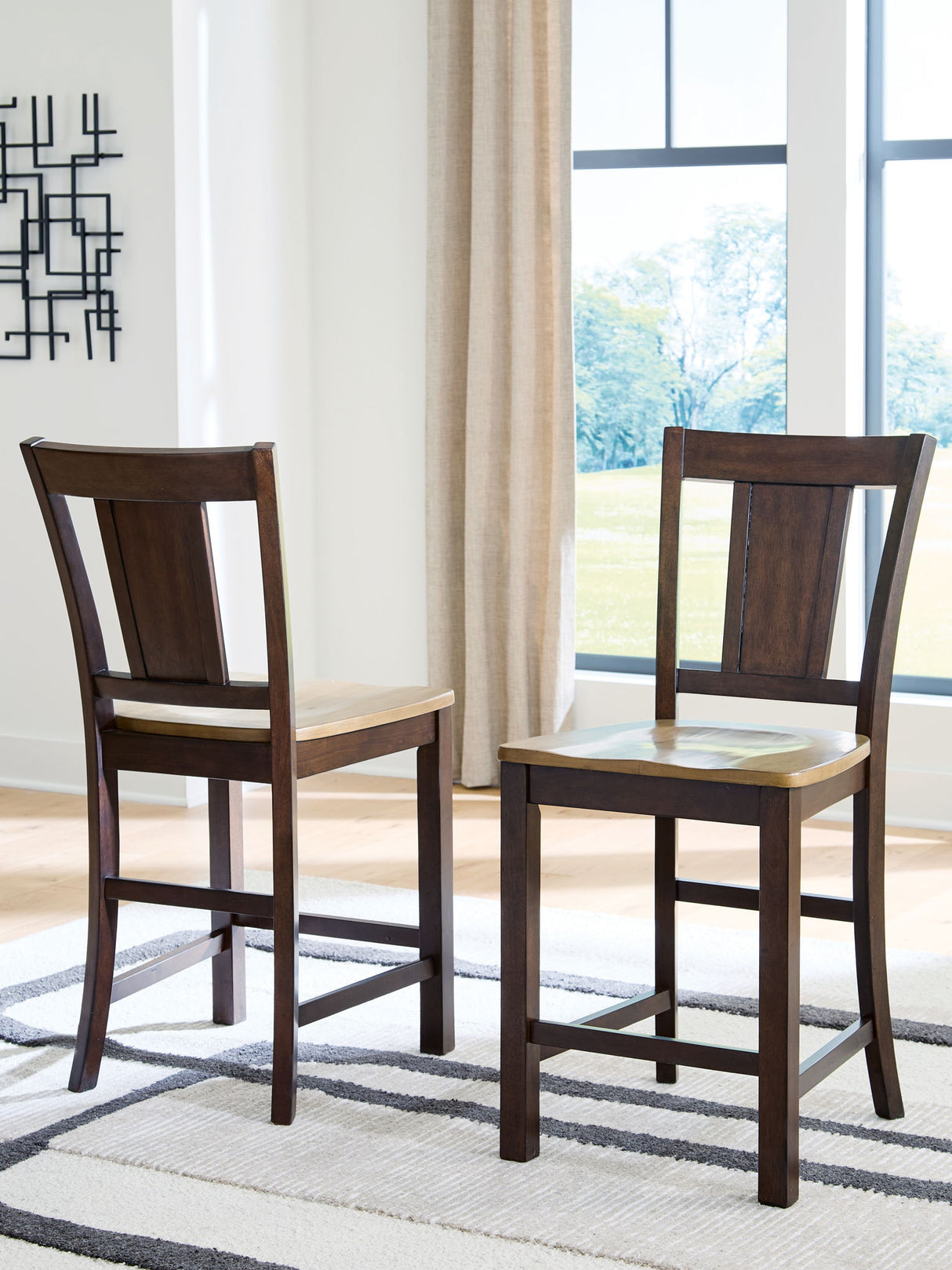 Rylandeen - Barstool (Set of 2) - Light Brown / Dark Brown