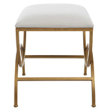 Upholstered Accent Stool - Antique Brushed Brass