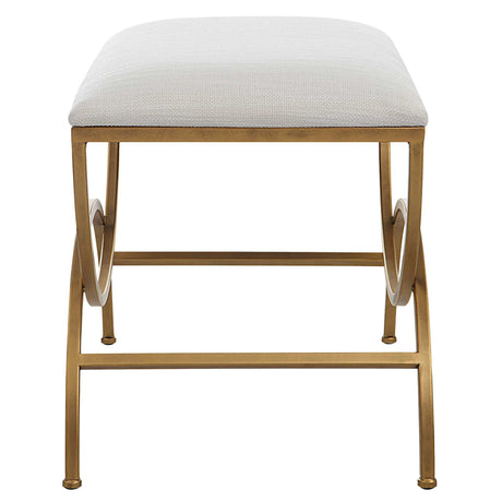 Upholstered Accent Stool - Antique Brushed Brass