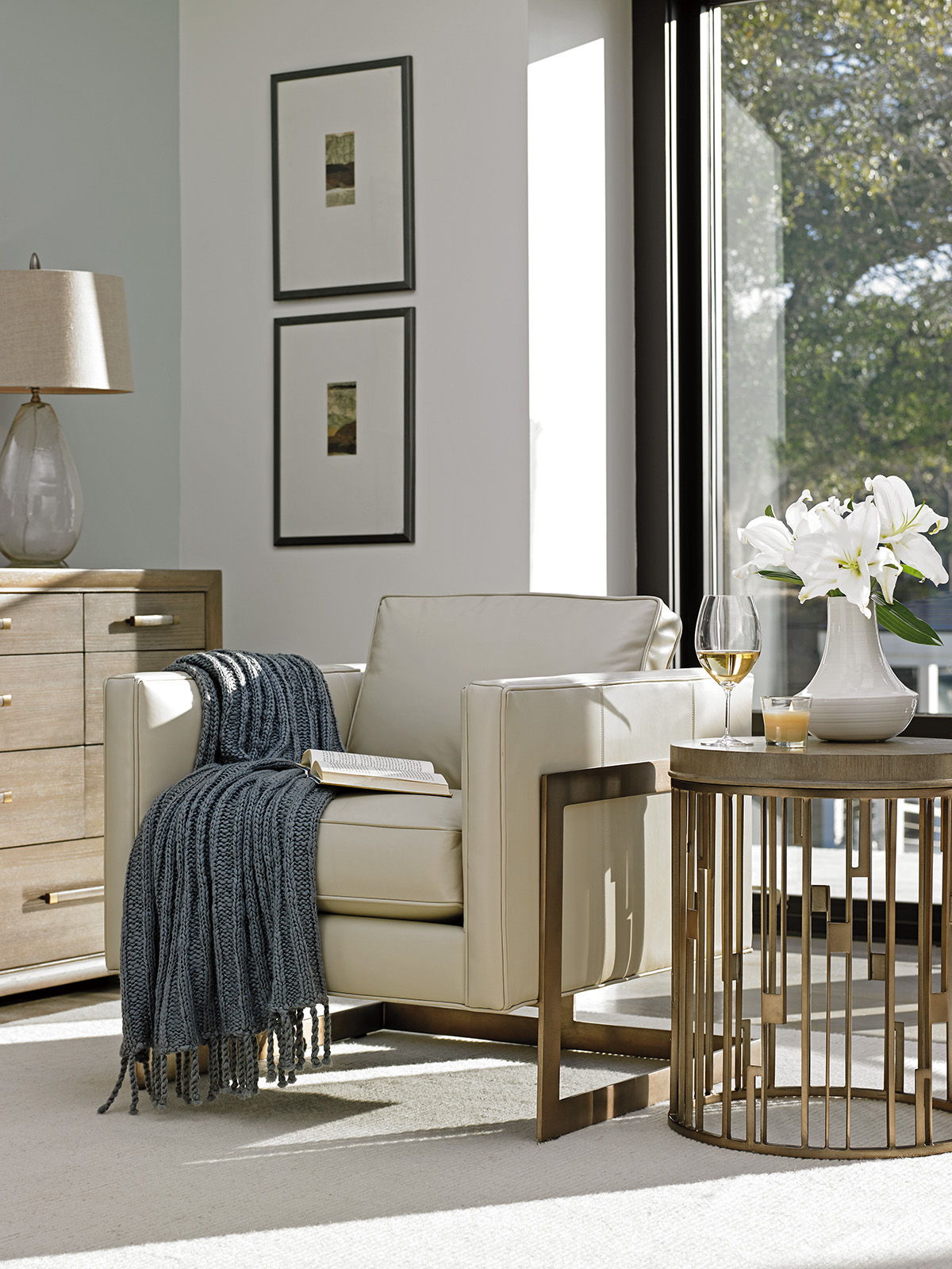 Shadow Play - Studio Round Accent Table - Light Brown