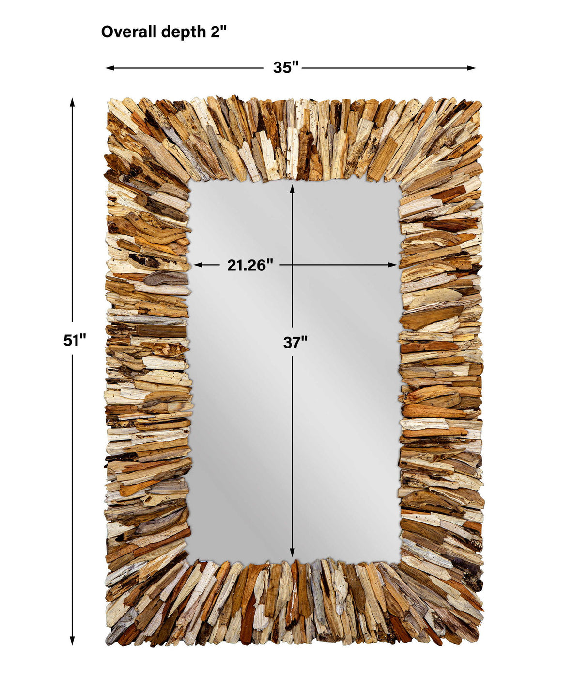 Teak Branch - Rectangular Mirror - Light Brown