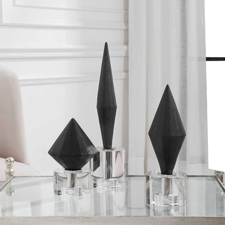 Alize - Sculptures, Set Of 3 - Black