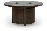 Monterey Point - Round Fire Pit Table - Dark Brown