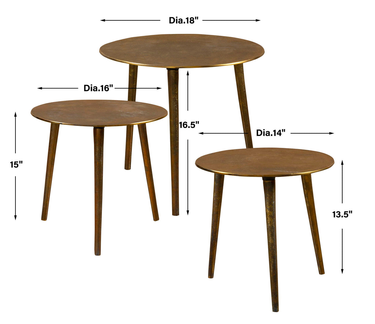 Kasai - Coffee Tables, Set Of 3 - Gold