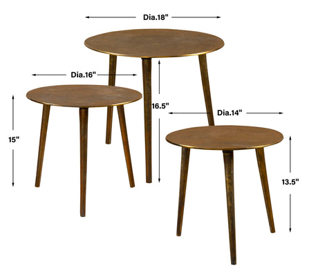 Kasai - Coffee Tables, Set Of 3 - Gold