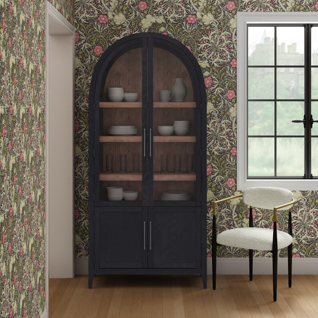 Jenson - White Dining Chair - Semi-Gloss Black /Brushed Gold / Ivory Boucle