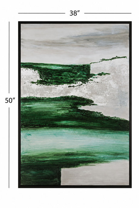 Emerald Horizon Framed Canvas - Green