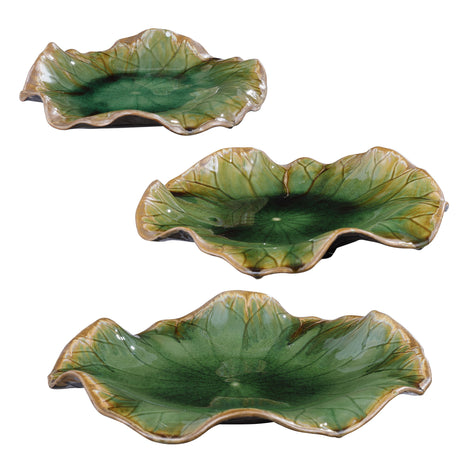 Abella - Ceramic Wall Decor, Set Of 3 - Green