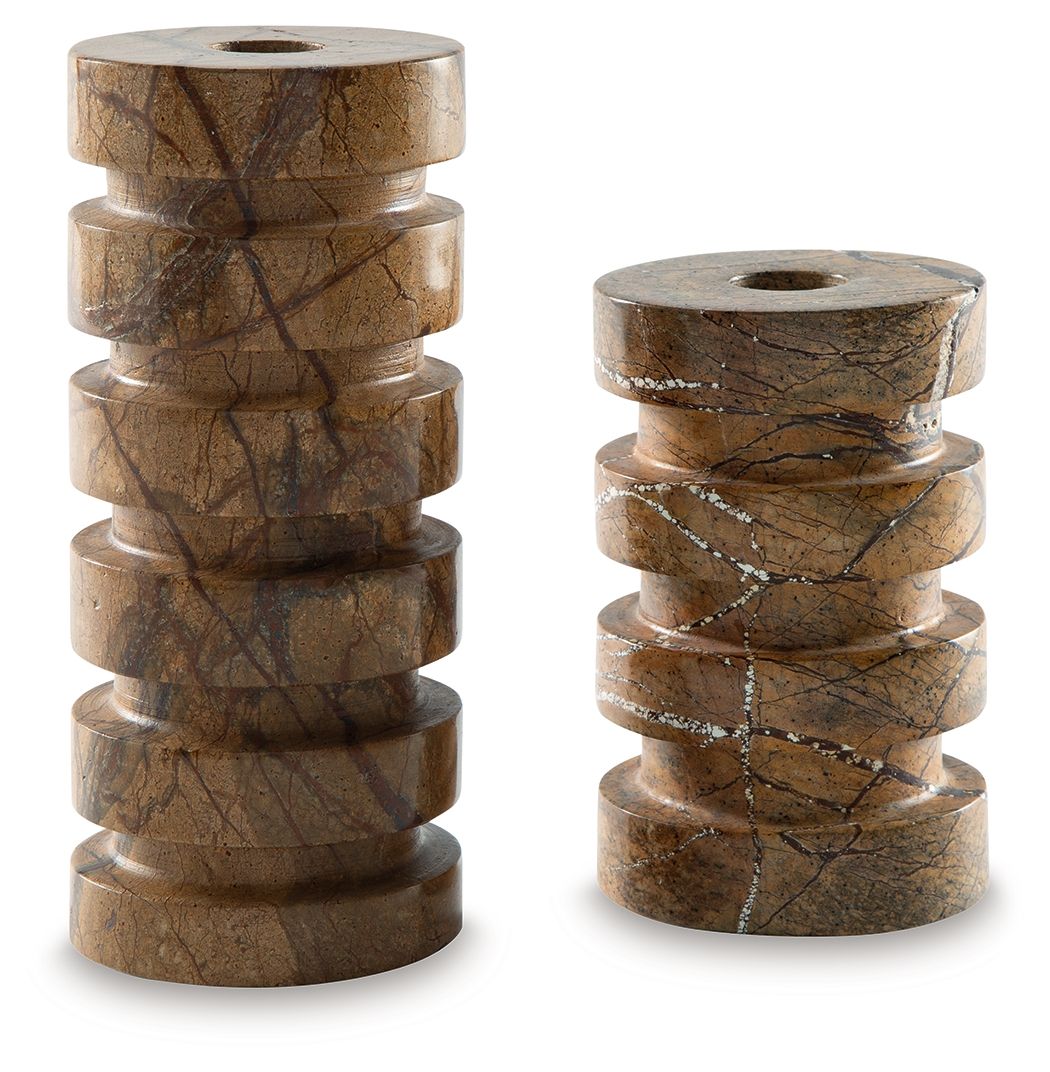 Emsleyfield - Candle Holder Set (Set of 2) - Tan