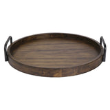 Reine - Round Wooden Tray - Brown, Dark