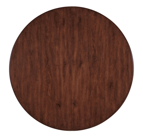 Charleston - Round Pedestal Dining Table With 1-20in leaf - Dark Brown