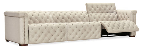 Savion - Deux 3 Seat Sofa With Two Power Recliners And Three Power Headrests - Beige