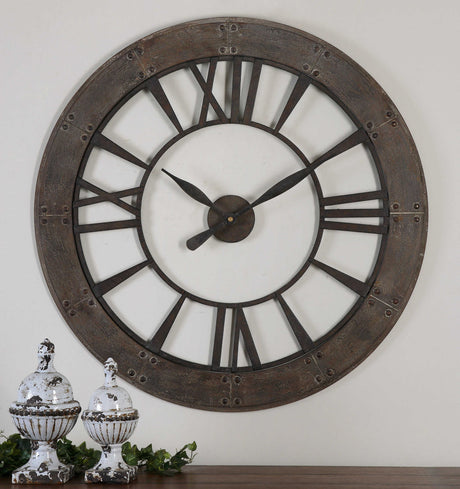 Ronan - Wall Clock - Brown, Dark