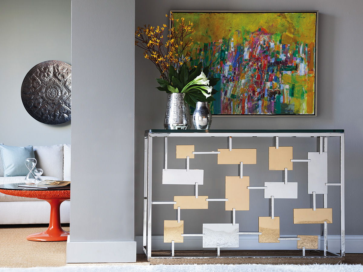 Signature Designs - Cityscape Console - Pearl Silver
