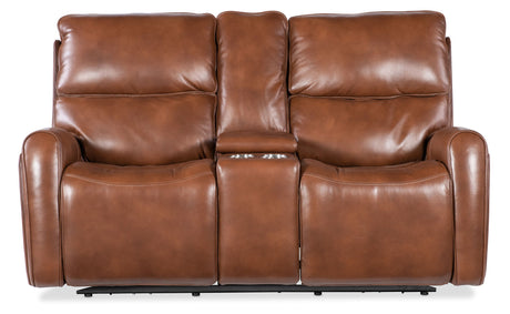 MS - Crosby Zero Gravity Power Console Loveseat With Power Headrest - Brown