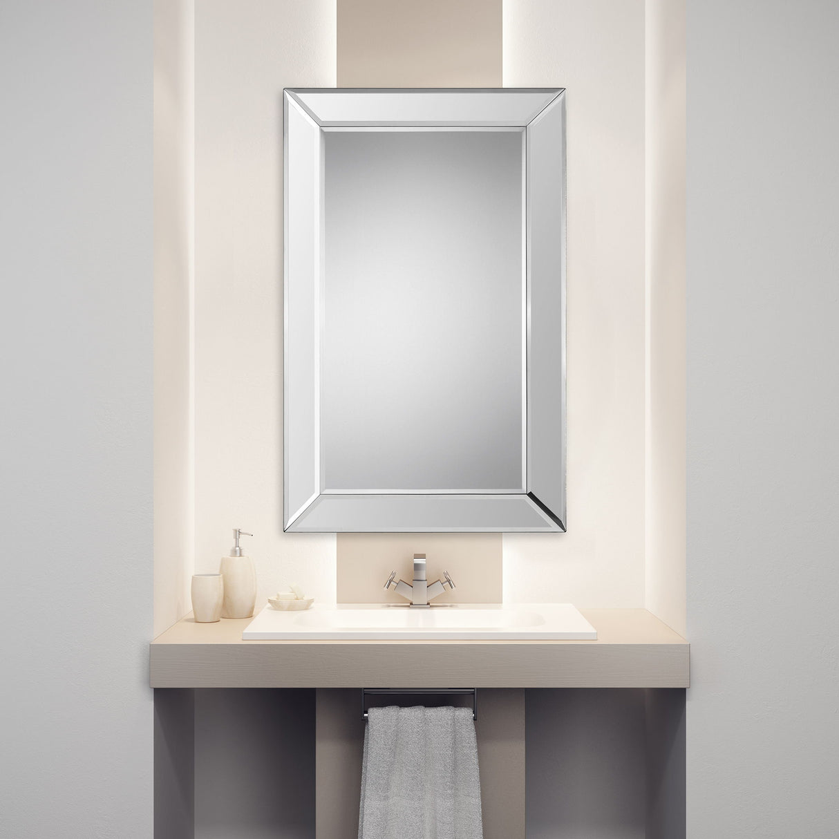 Frameless Beveled Mirror - Silver
