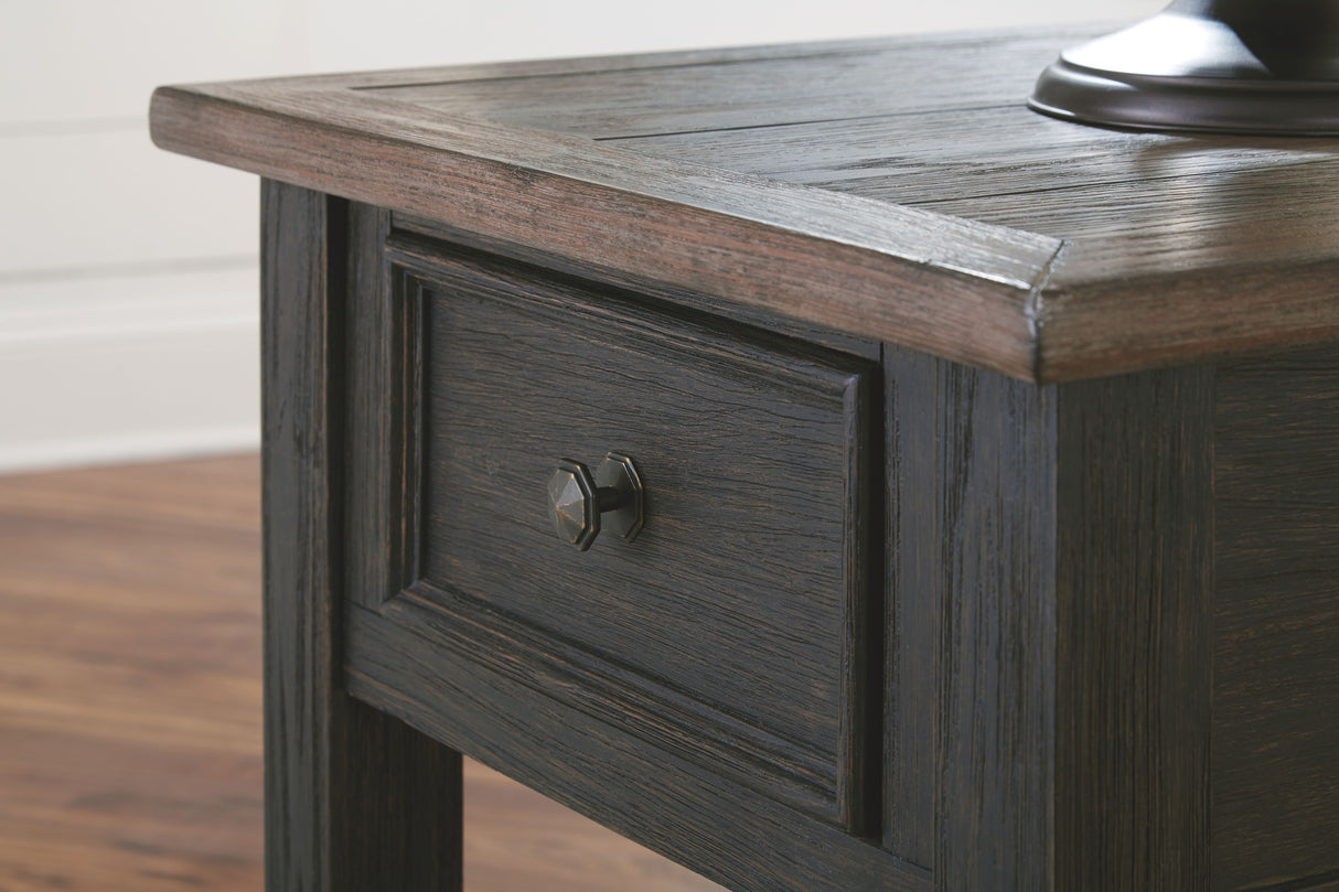Tyler Creek - Grayish Brown / Black - Rectangular End Table