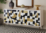 Xander - Server - White Wash Mango / Mosaic Ivory / Brass / Ebony