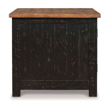 Valebeck - Rectangular End Table - Black / Brown