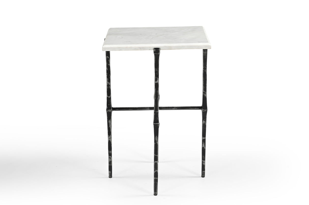 Darcy - Accent Table - Antique Nickel / White
