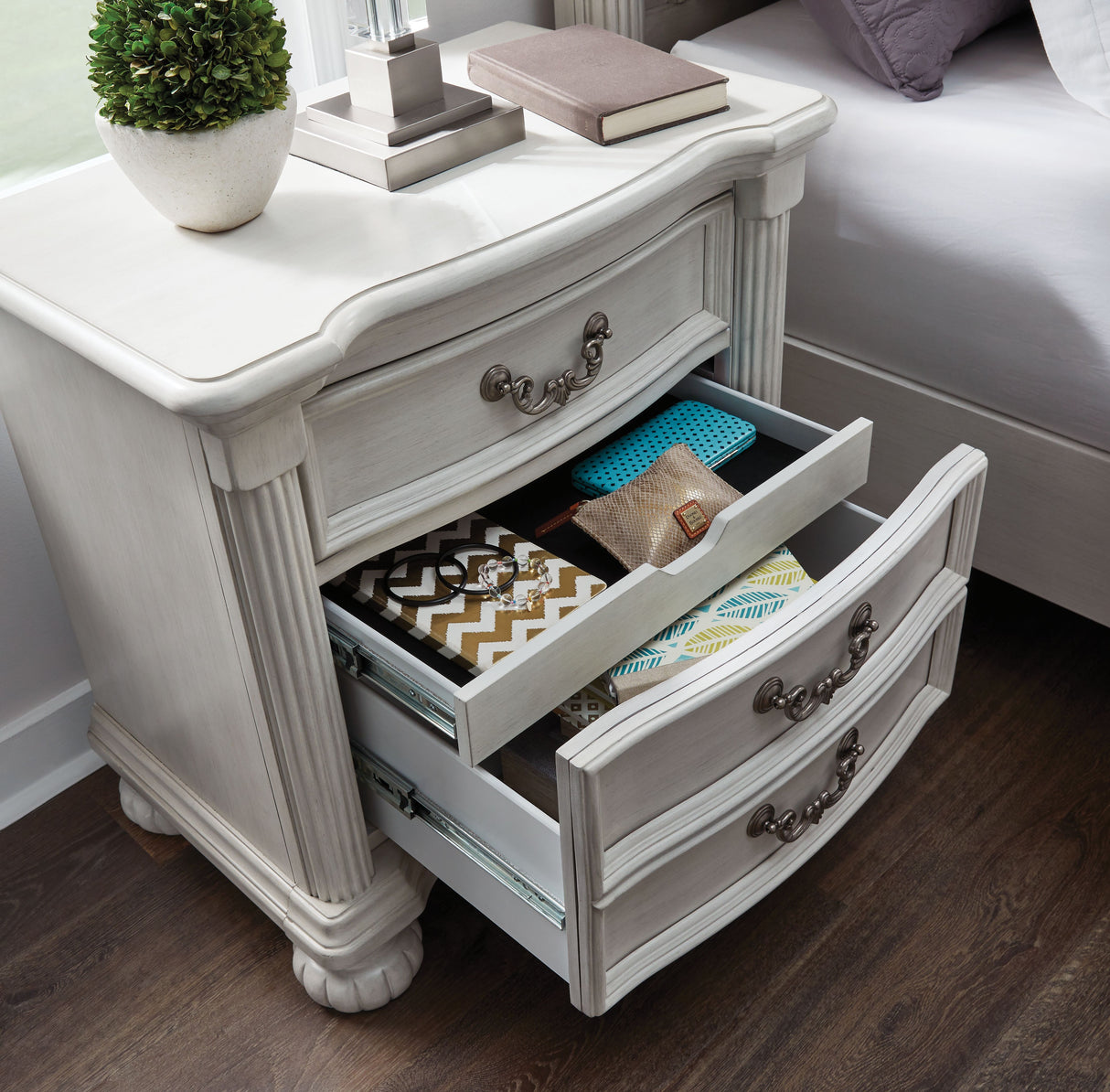 Montelaine - Three Drawer Night Stand - Antique White