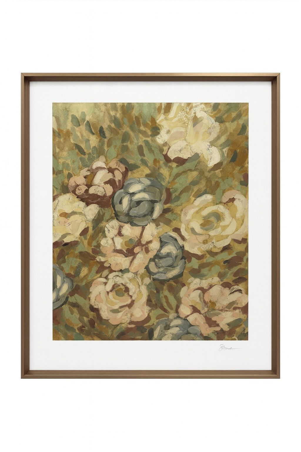 Rustic Rose Garden I Framed Print - Green / White / Pink / Blue