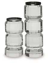 Brentley - Candle Holder Set (Set of 2) - Clear / Silver Finish