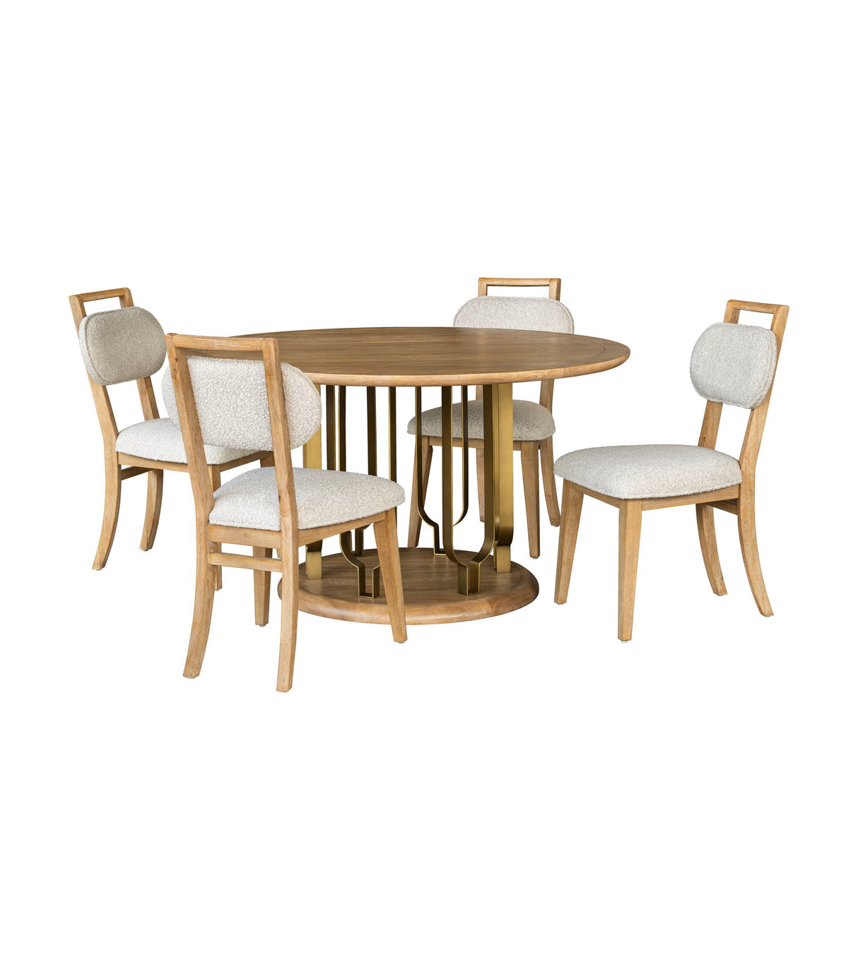 Ryder - Dining Chair - Chestnut Elm / Ant Brass / Tauple Boucle