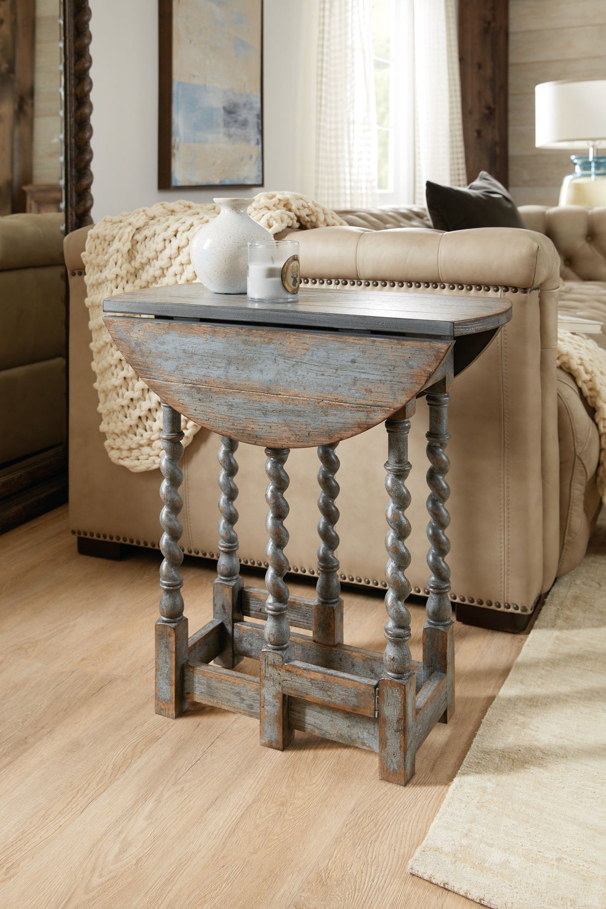 La Grange - Prause Gate Leg Round Table - Light Blue