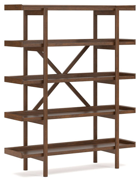 Lyncott - 3 Pc. - Home Office Desk, Chair, Bookcase - Brown