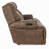MS - Wheeler Power Sofa With Power Headrest - Dark Brown