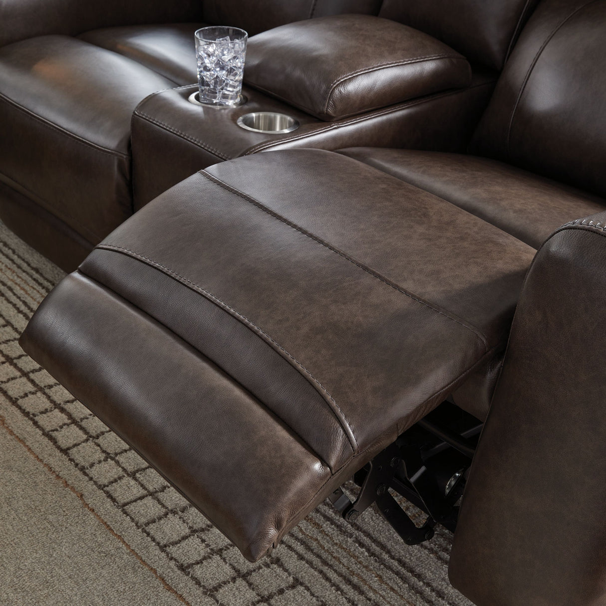 Crossplex - Smoke - Power Reclining Loveseat / Console / Adjustable Headrest
