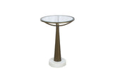 Delgado - Accent Table - Antique Brass / White Marble